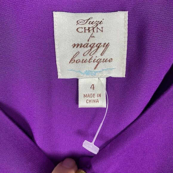 ⭐️ Suzi Chin for Maggie Boutique Dress Sz 4 Kimono Sleeve Purple NWOT - Picture 6 of 8